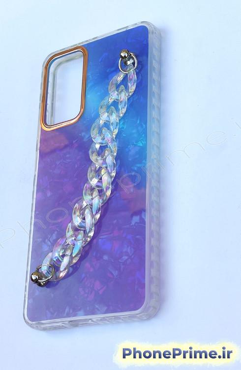 کاور شیائومی Note 11 Pro 4G / note 12 pro 4g هولوگرامی شاین آبی بنفش زنانه با زنجیر طرح فانتزی