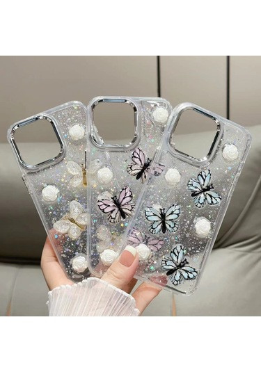 کاور اکلیلی پروانهای 3D سامسونگ A36 / A56 | قاب شفاف فانتزی با بدنه فوقمحکم و محافظ لنز