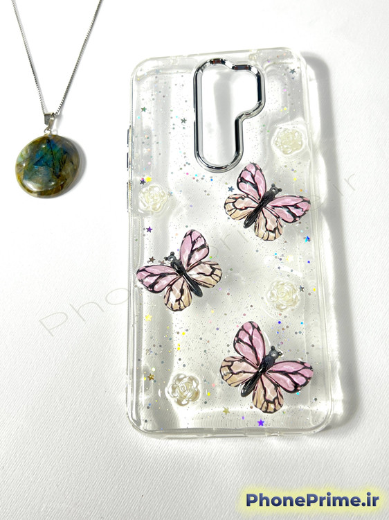قاب شفاف شاین شیائومی Note 8 Pro | طرح پروانه برجسته