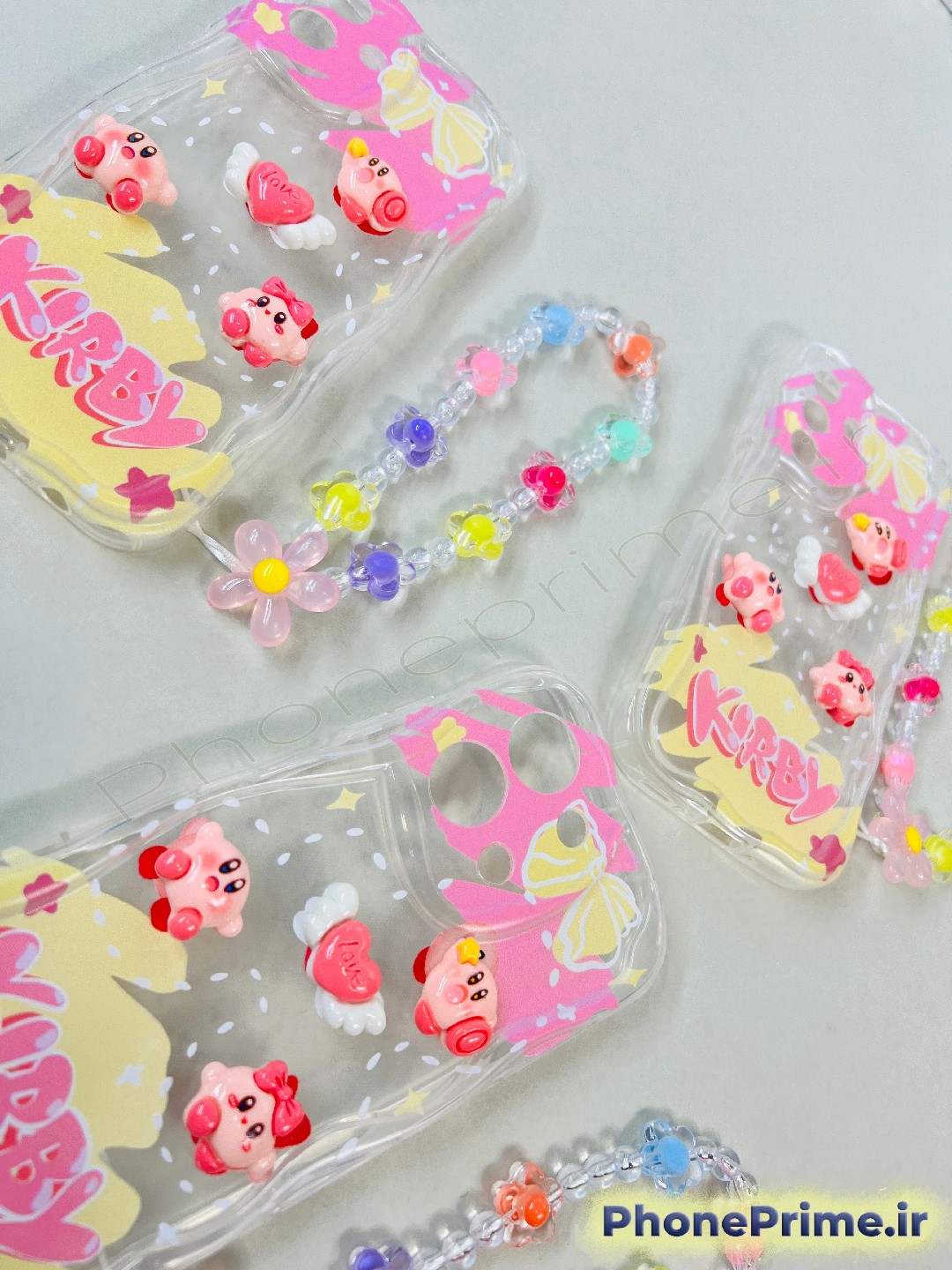 کاور فانتزی دخترانه آویزدار Kirby سامسونگ A23/A13 | قاب شفاف عروسکی برجسته 3D با طراحی خاص