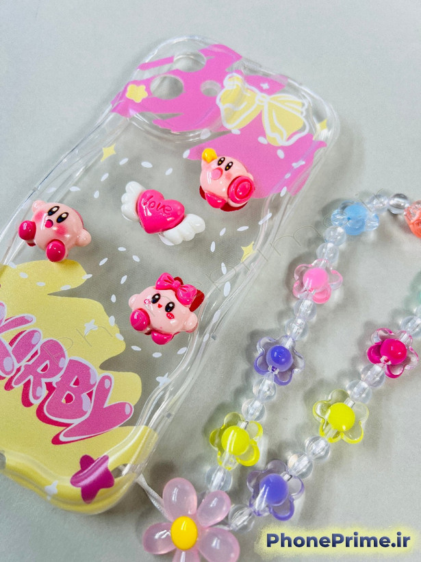 قاب عروسکی برجسته Kirby شیائومی Redmi A5 | کاور شفاف فانتزی دخترانه آویزدار و مقاوم