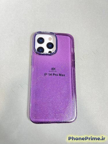 قاب شیشهای شاین بنفش آیفون 14 پرومکس iPhone 14 Pro Max با فریم لنز تیتانیومی براق