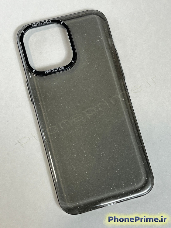 قاب شیشهای شاین دودی آیفون 14 پرومکس iPhone 14 Pro Max با فریم لنز تیتانیومی متالیک