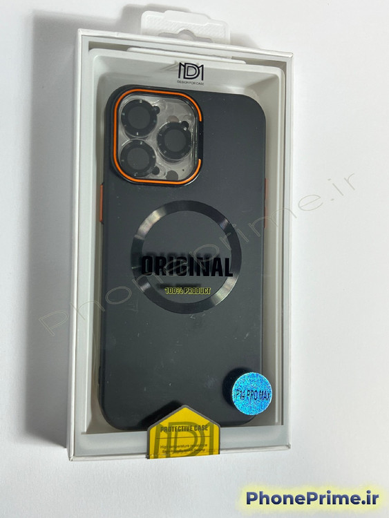 قاب مگ سیف دار استندشو آیفون 14 پرومکس iPhone 14 Pro Max مشکی سیلیکونی با محافظ لنزهای رینگی مجزا