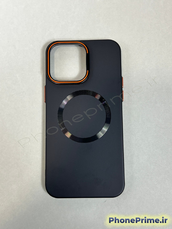 قاب مگ سیف دار استندشو آیفون 14 پرومکس iPhone 14 Pro Max مشکی سیلیکونی با محافظ لنزهای رینگی مجزا