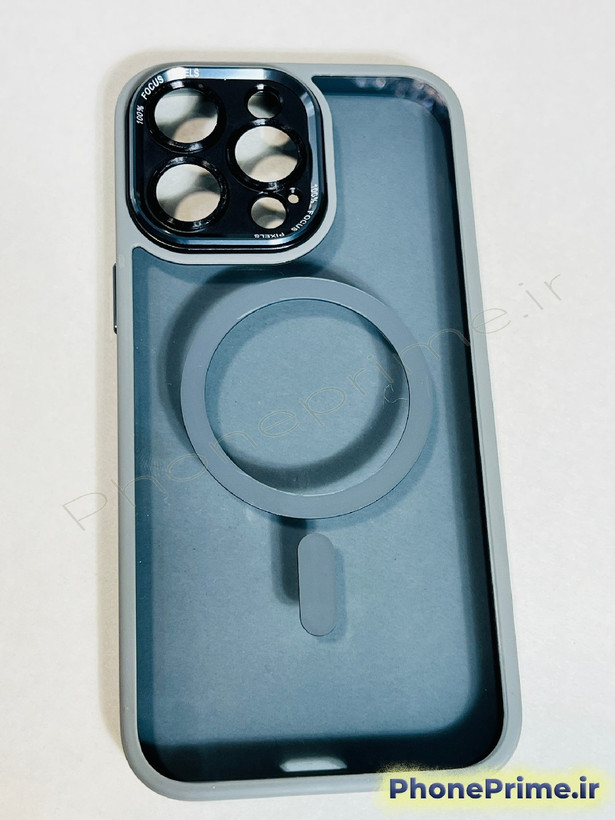 قاب بسیار محکم و ضد ضربه آیفون 14 پرومکس iPhone 14 Pro Max رنگ خاکستری مگ سیف دار با محافظ دوربین تخصصی