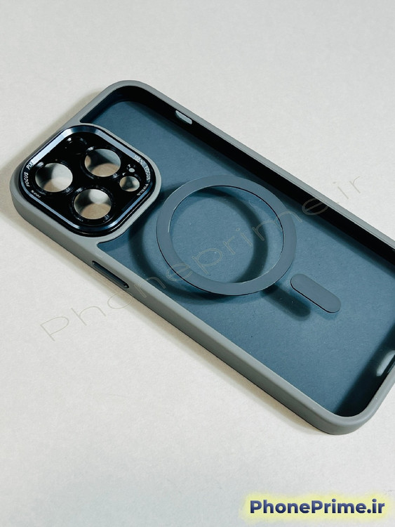 قاب بسیار محکم و ضد ضربه آیفون 14 پرومکس iPhone 14 Pro Max رنگ خاکستری مگ سیف دار با محافظ دوربین تخصصی