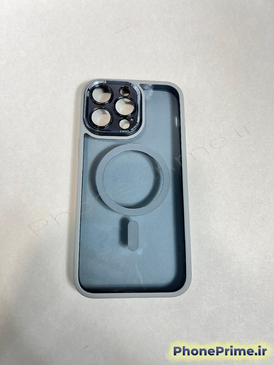 قاب بسیار محکم و ضد ضربه آیفون 14 پرومکس iPhone 14 Pro Max رنگ خاکستری مگ سیف دار با محافظ دوربین تخصصی