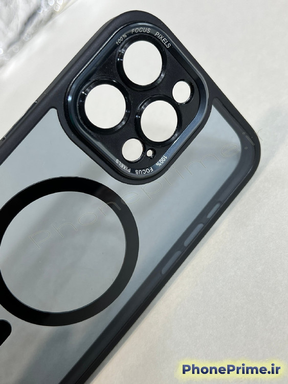 قاب زرهی و ضد ضربه آیفون 14 پرومکس iPhone 14 Pro Max مشکی با بدنه شفاف دودی و محافظ دوربین تخصصی