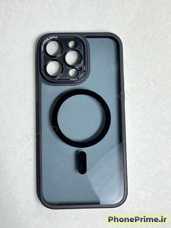 قاب زرهی و ضد ضربه آیفون 14 پرومکس iPhone 14 Pro Max مشکی با بدنه شفاف دودی و محافظ دوربین تخصصی