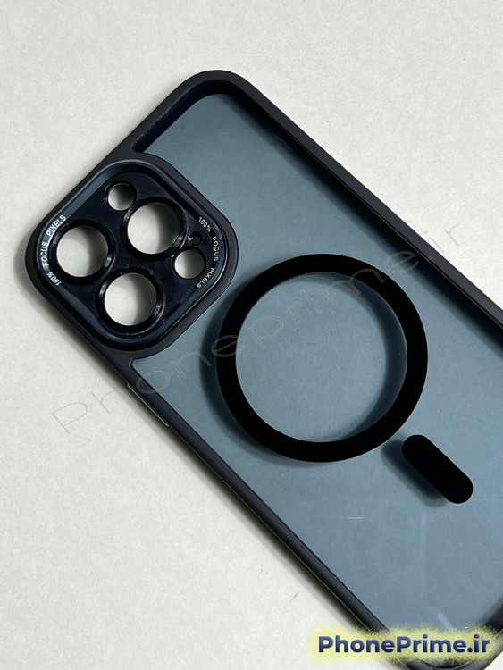 قاب زرهی و ضد ضربه آیفون 14 پرومکس iPhone 14 Pro Max مشکی با بدنه شفاف دودی و محافظ دوربین تخصصی