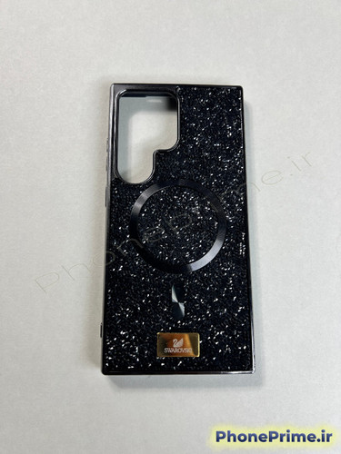قاب مشکی نگین دار سوارسکی مخصوص سامسونگ S24 Ultra با قابلیت مگ سیف