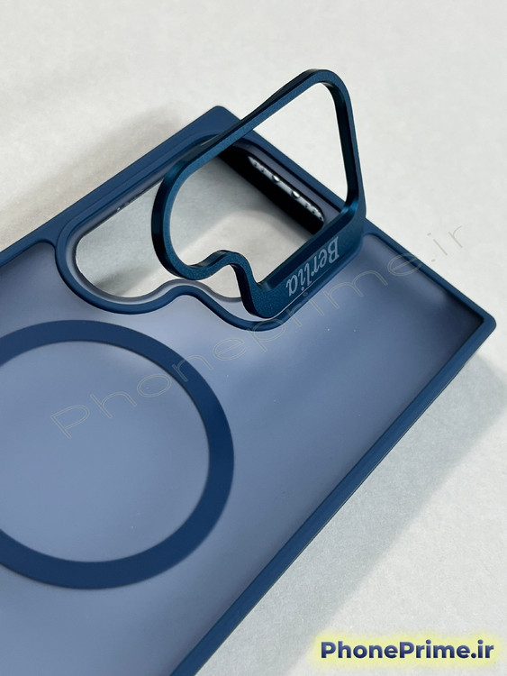 قاب تیتانیومی سامسونگ S24 Ultra برند Berlia با محافظ لنز و استند تاشو و قابلیت مگ سیف
