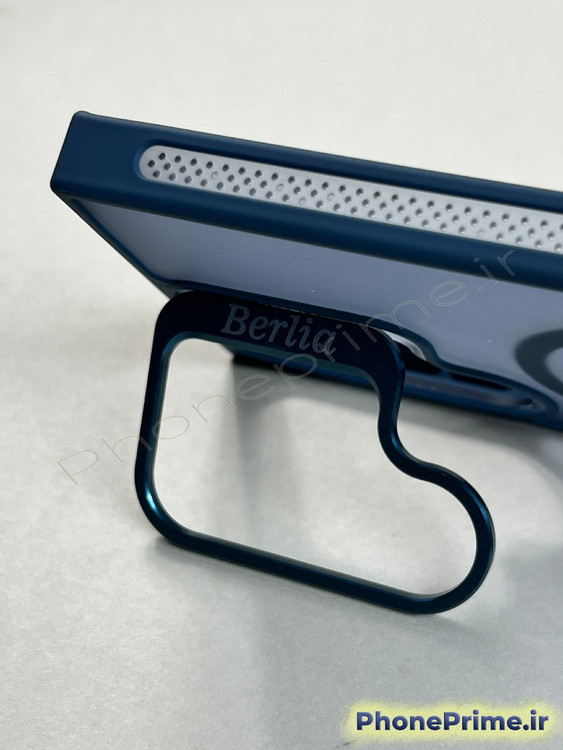 قاب تیتانیومی سامسونگ S24 Ultra برند Berlia با محافظ لنز و استند تاشو و قابلیت مگ سیف