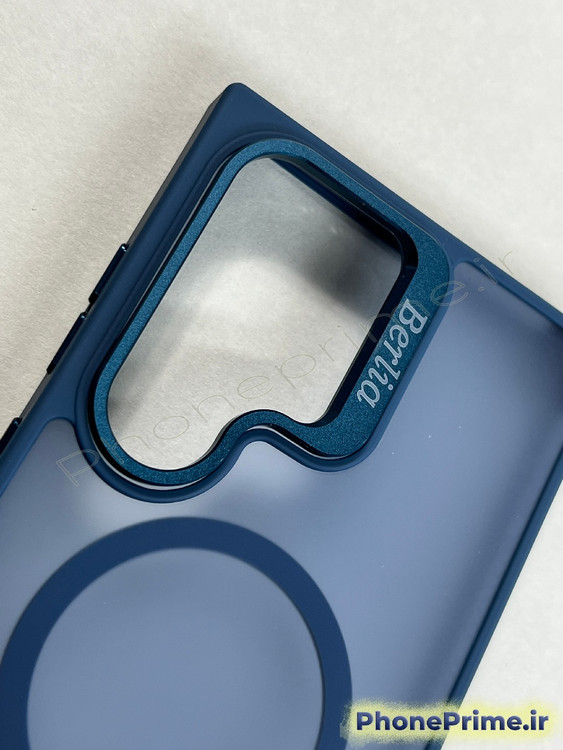 قاب تیتانیومی سامسونگ S24 Ultra برند Berlia با محافظ لنز و استند تاشو و قابلیت مگ سیف