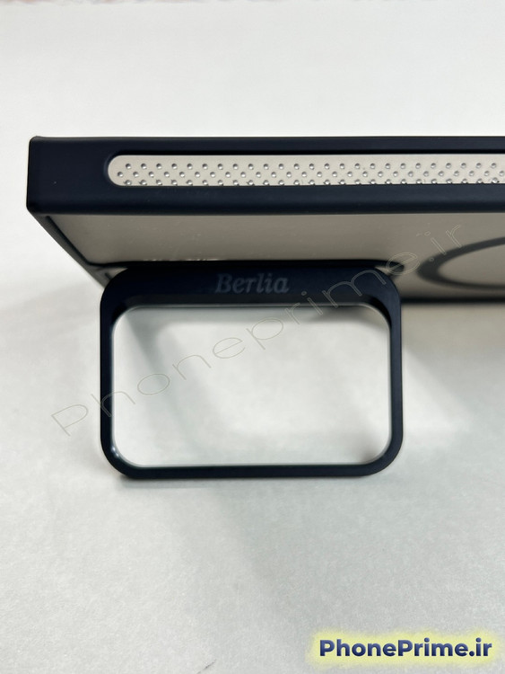 قاب مشکی ضد ضربه سامسونگ S24 Ultra برند Berlia با استند دوربین و مگ سیف