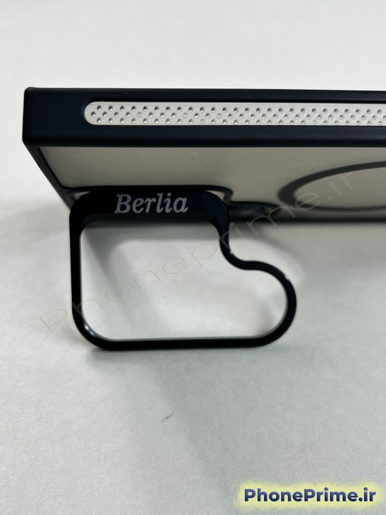 قاب مشکی ضد ضربه سامسونگ S24 Ultra برند Berlia با استند دوربین و مگ سیف