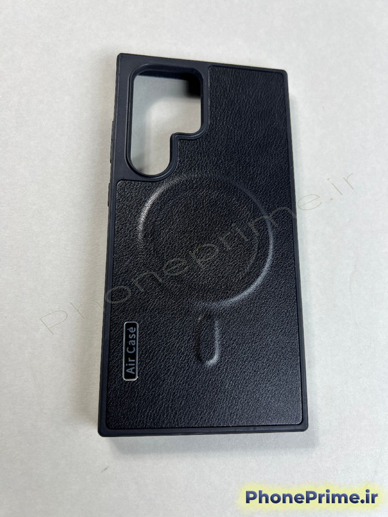 قاب چرمی مشکی سامسونگ S24 Ultra با حلقه مگ سیف و طراحی اسلیم