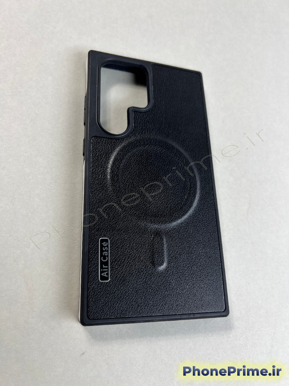 قاب چرمی مشکی سامسونگ S24 Ultra با حلقه مگ سیف و طراحی اسلیم