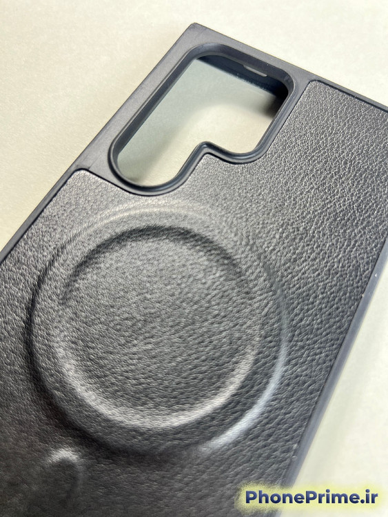 قاب چرمی مشکی سامسونگ S24 Ultra با حلقه مگ سیف و طراحی اسلیم