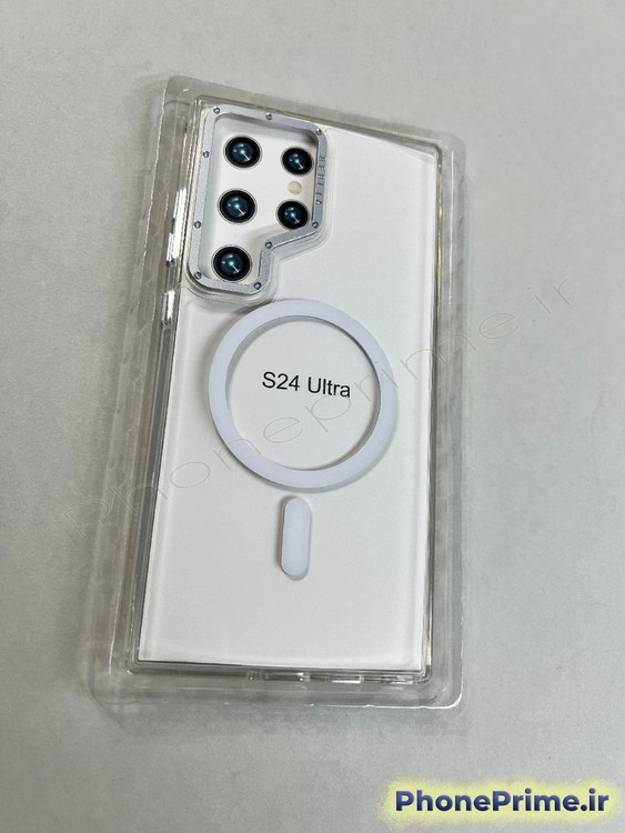 قاب چرمی مشکی سامسونگ S24 Ultra با حلقه مگ سیف و طراحی اسلیم