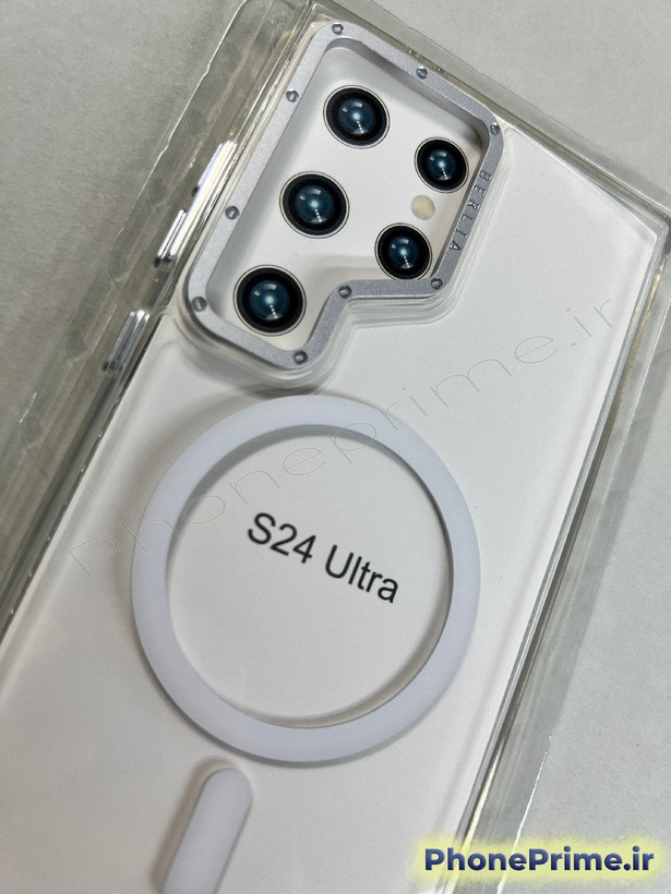 قاب چرمی مشکی سامسونگ S24 Ultra با حلقه مگ سیف و طراحی اسلیم