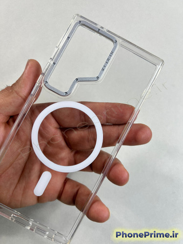 قاب چرمی مشکی سامسونگ S24 Ultra با حلقه مگ سیف و طراحی اسلیم