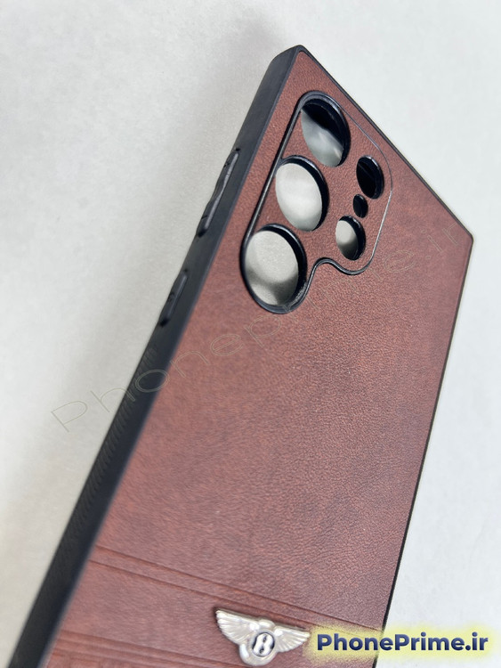 قاب چرمی شیک و ساده قهوه ای مخصوص سامسونگ S24 Ultra با طراحی مینیمال