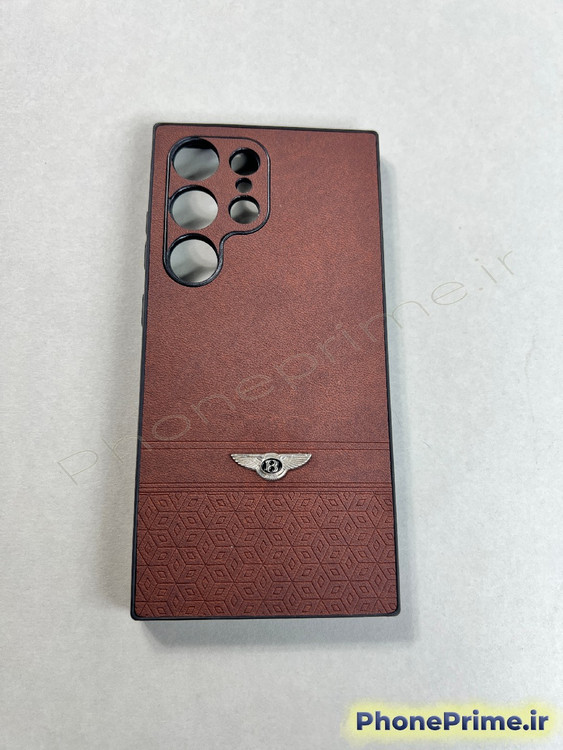 قاب چرمی شیک و ساده قهوه ای مخصوص سامسونگ S24 Ultra با طراحی مینیمال