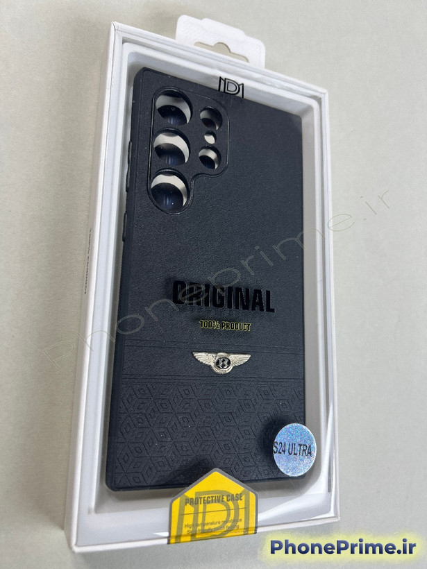 قاب چرمی شیک و ساده مشکی مخصوص سامسونگ S24 Ultra با طراحی مینیمال