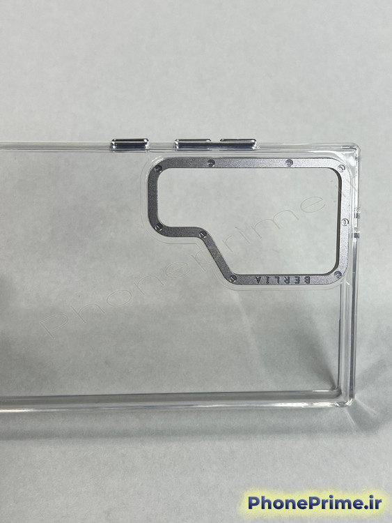 قاب شفاف ساده سامسونگ S24 Ultra برند برلیا با فریم لنز فلزی تیتانیومی