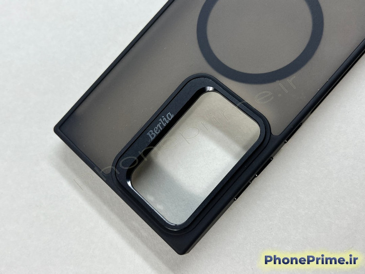 قاب پشت مات سامسونگ S24 Ultra برند برلیا با فریم لنز استندشو تیتانیومی مشکی