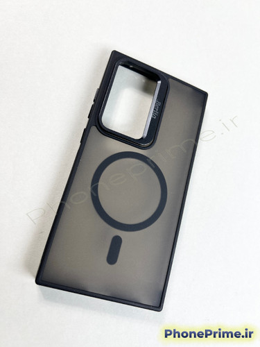 قاب پشت مات سامسونگ S24 Ultra برند برلیا با فریم لنز استندشو تیتانیومی مشکی