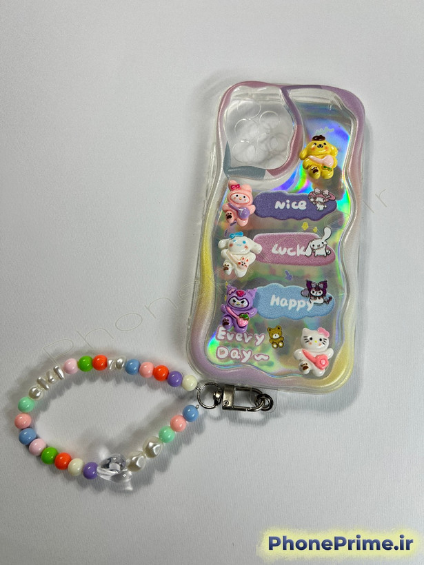 قاب گوشی سامسونگ A53 مدل هولوگرامی لبه موجدار طرح کاراکترهای Sanrio به همراه آویز مهرهای (نقد و اقساط)