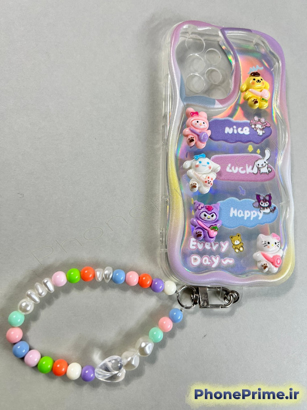 قاب گوشی سامسونگ A53 مدل هولوگرامی لبه موجدار طرح کاراکترهای Sanrio به همراه آویز مهرهای (نقد و اقساط)