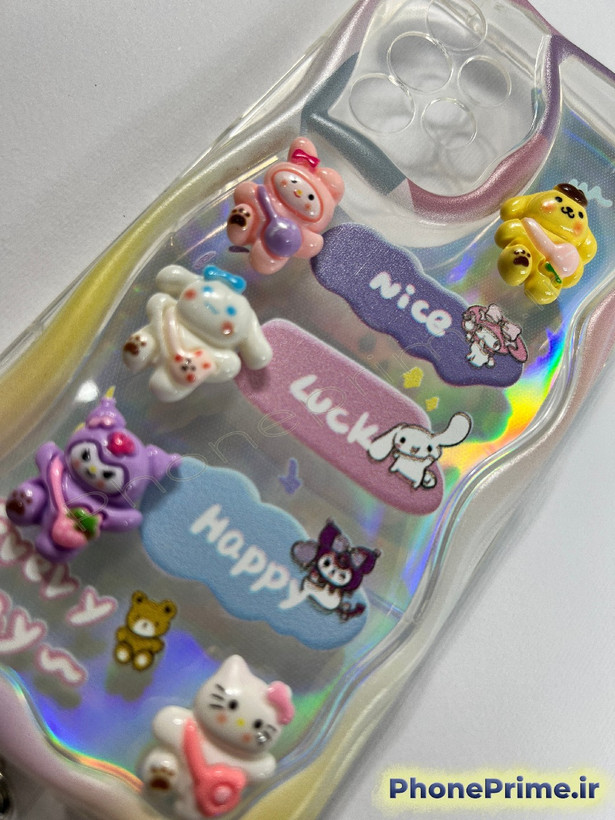 قاب گوشی سامسونگ A53 مدل هولوگرامی لبه موجدار طرح کاراکترهای Sanrio به همراه آویز مهرهای (نقد و اقساط)