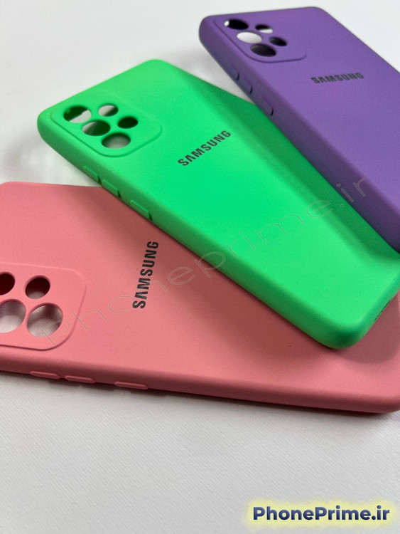پک سه تایی قاب سیلیکونی سامسونگ A53 رنگ های سبز فسفری، بنفش و صورتی چرک با تخفیف ۵۰ درصد