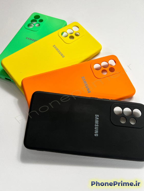 پک ۴ تایی قاب سیلیکونی سامسونگ A53 رنگ های مشکی، نارنجی، زرد و سبز فسفری با تخفیف ویژه انبارگردانی