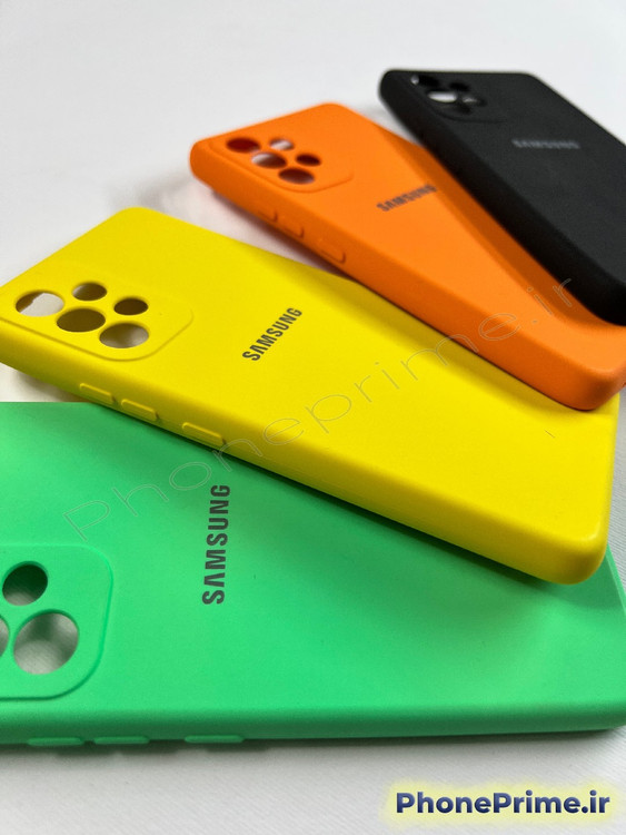 پک ۴ تایی قاب سیلیکونی سامسونگ A53 رنگ های مشکی، نارنجی، زرد و سبز فسفری با تخفیف ویژه انبارگردانی