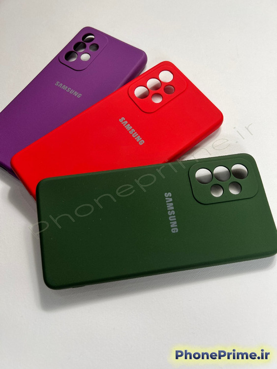 پک سه تایی قاب سیلیکونی سامسونگ A53 رنگ های بنفش، قرمز و سبز تیره با تخفیف ۵۰ درصد انبارگردانی