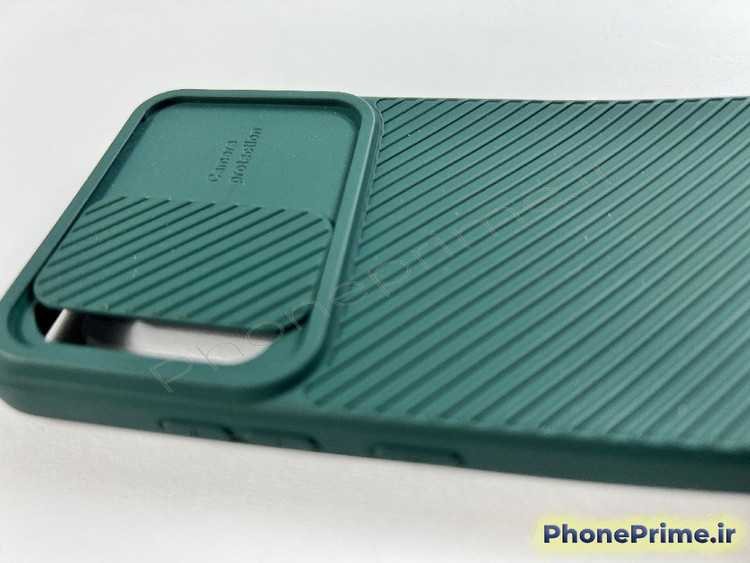 قاب سبز یشمی سامسونگ A53 با محافظ لنز کشویی متحرک و بدنه ضد ضربه راهراه