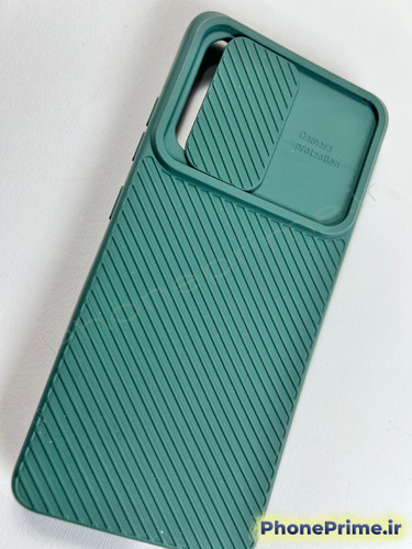 قاب سبز یشمی سامسونگ A53 با محافظ لنز کشویی متحرک و بدنه ضد ضربه راهراه