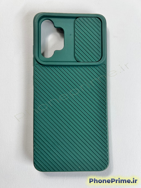 قاب سبز یشمی سامسونگ A53 با محافظ لنز کشویی متحرک و بدنه ضد ضربه راهراه
