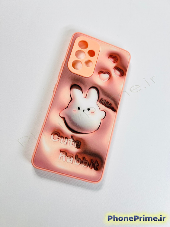 قاب سامسونگ A53 با طرح ۳ بعدی برجسته خرگوش کیوت و افکت های رنگی بدنه