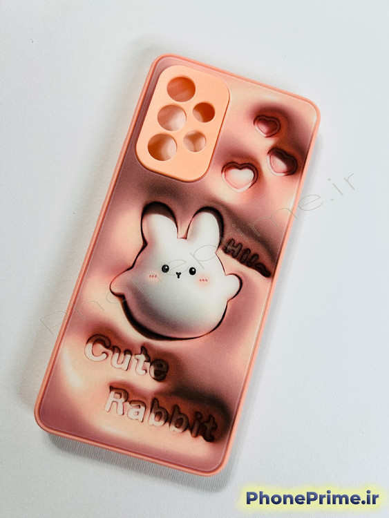 قاب سامسونگ A53 با طرح ۳ بعدی برجسته خرگوش کیوت و افکت های رنگی بدنه