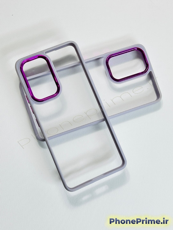 قاب شفاف سامسونگ A53 با حاشیه و دور دوربین بنفش براق متالیک