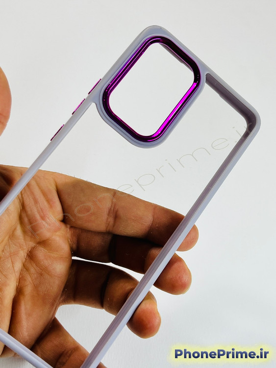 قاب شفاف سامسونگ A53 با حاشیه و دور دوربین بنفش براق متالیک