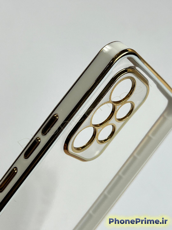 قاب شفاف سامسونگ A53 با حاشیه و دور دوربین طلایی براق متالیک