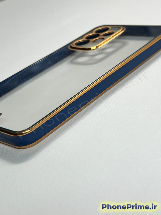 قاب شفاف سامسونگ A53 با حاشیه طلایی براق و دکمه های فلزی طلایی