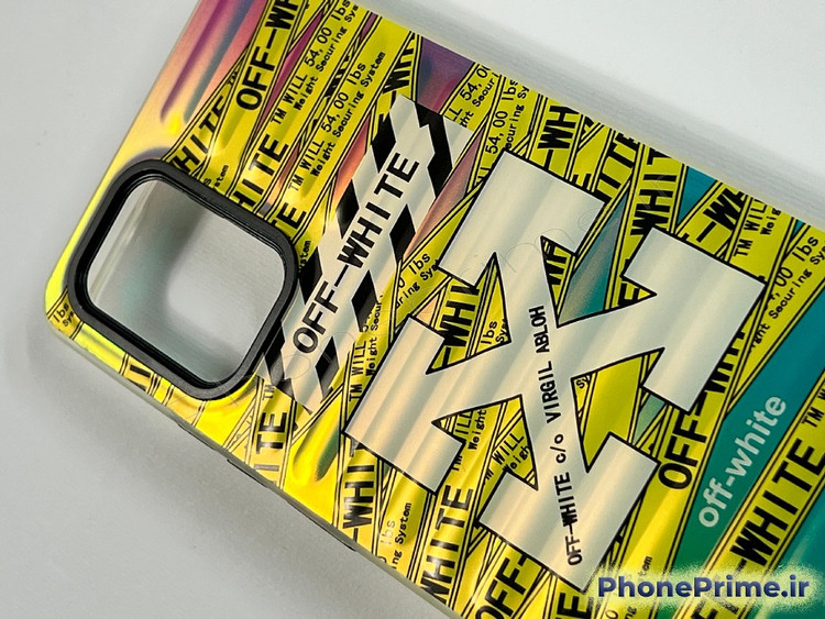 قاب گوشی سامسونگ A53 با طرح نوار خطر صنعتی زرد و مشکی برند آف وایت